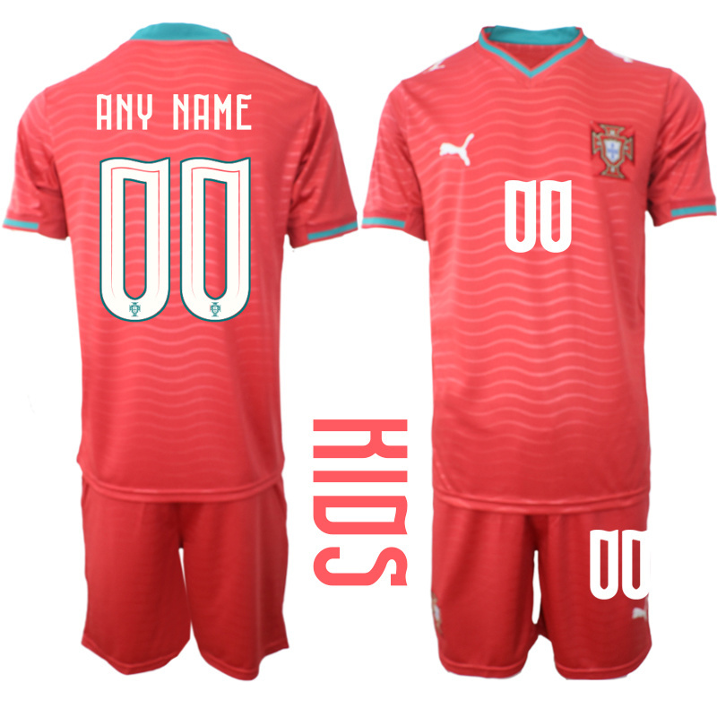 Youth Custom Portugal home style 2026 World Cup Soccer jersey